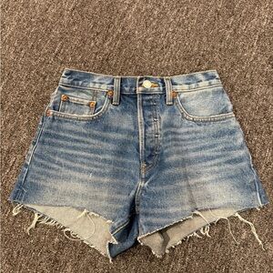 Re/Done Blue Jean Shorts Distressed Cut-Off Style Size 24